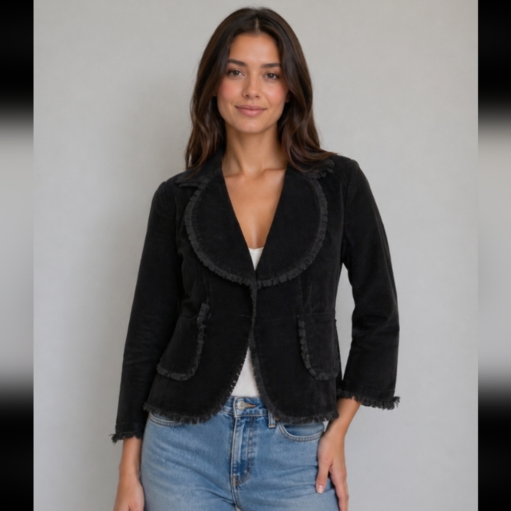 JESSICA Corduroy Lapel Lace Detail Blazer 6